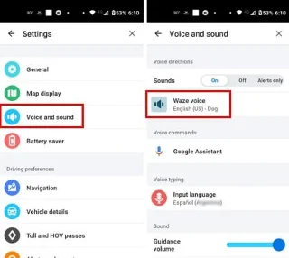 Schimbarea setărilor vocale pentru aplicația Waze