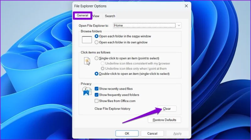 Recente bestanden verwijderen uit snelle toegang in Windows 11