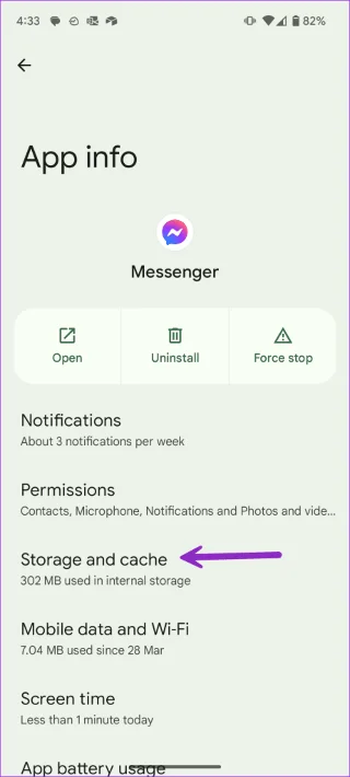 Vider le cache Messenger