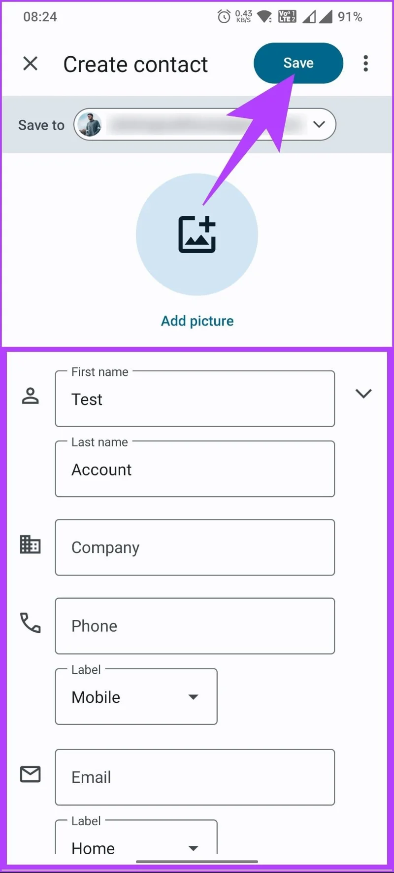 Contact opslaan op Android