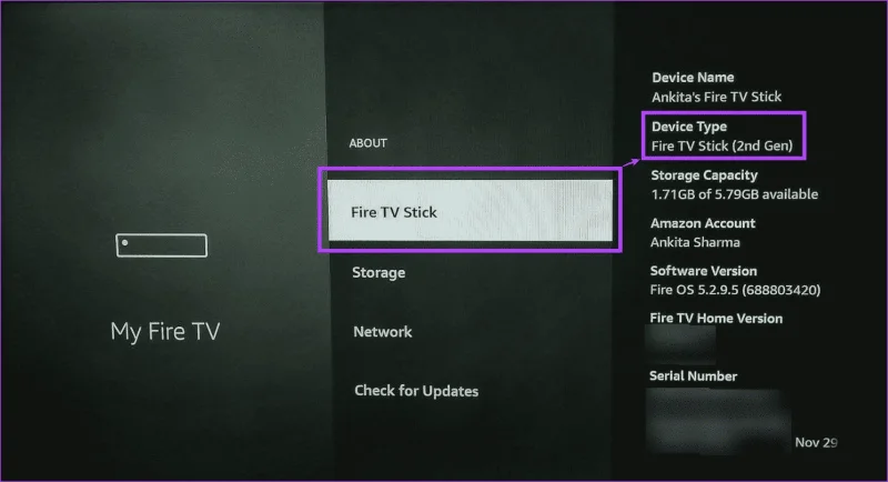 Dettagli del dispositivo Fire TV Stick