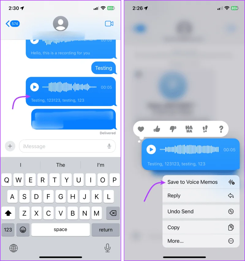 Een spraakbericht verzenden op de iPhone (iOS 17 bijgewerkt)