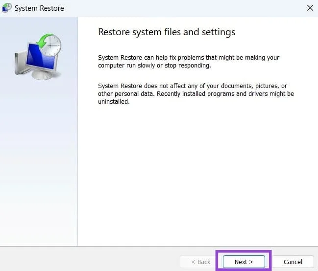 Pasos para realizar una restauración del sistema en Windows 11