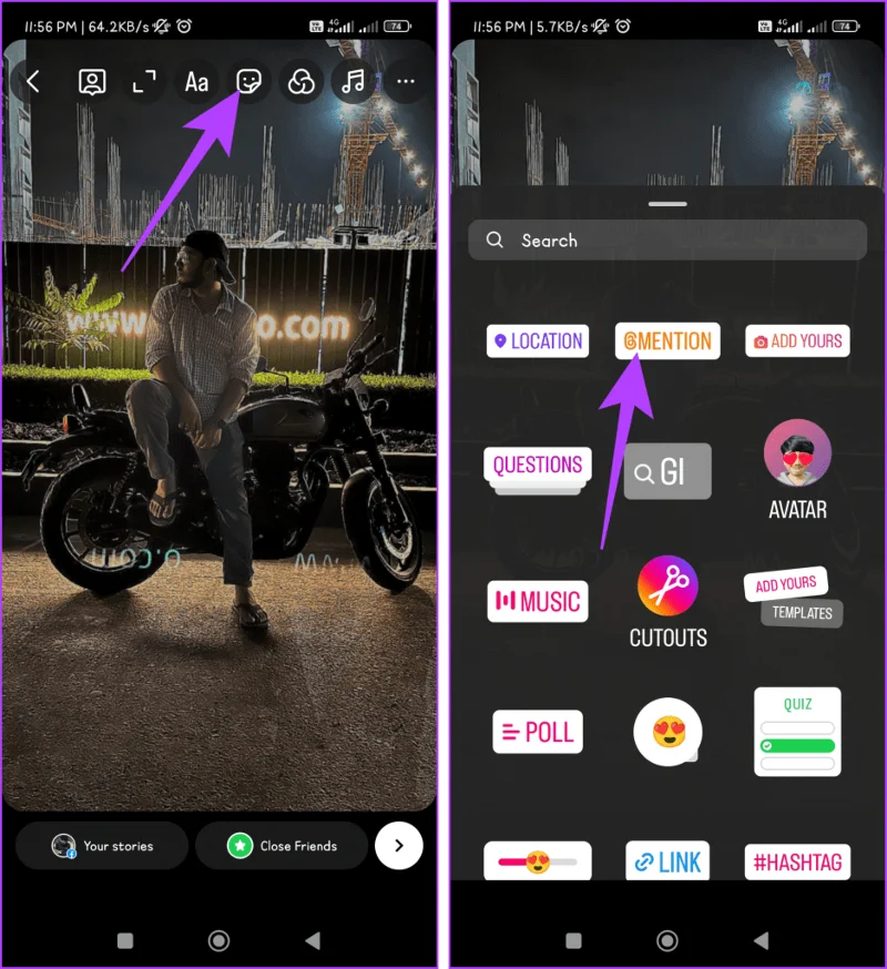 Come taggare/menzionare qualcuno nella storia di Instagram senza che venga mostrato