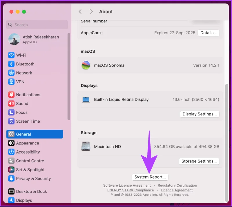 Come leggere e condividere il report di sistema su MacBook