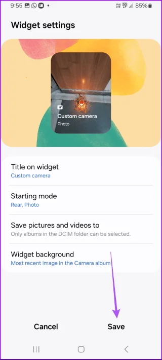 Come aggiungere un widget fotocamera personalizzato sui telefoni Samsung Galaxy