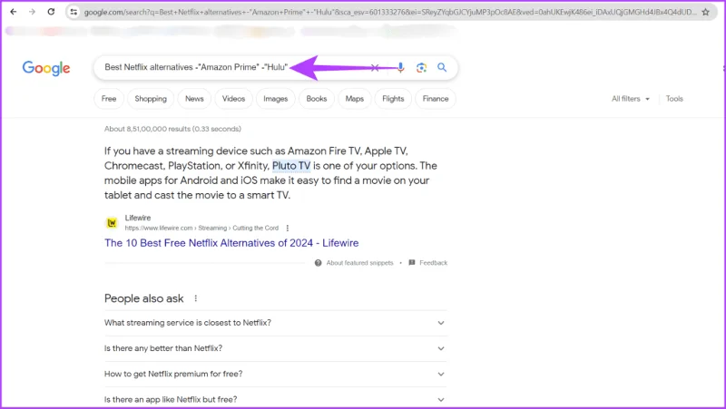 Wykluczanie słów w Google