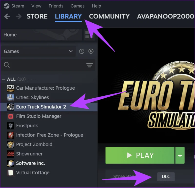 Sezione dei DLC su Steam