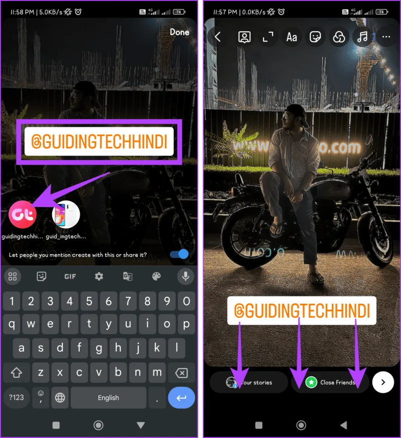 Come taggare/menzionare qualcuno nella storia di Instagram senza che venga mostrato
