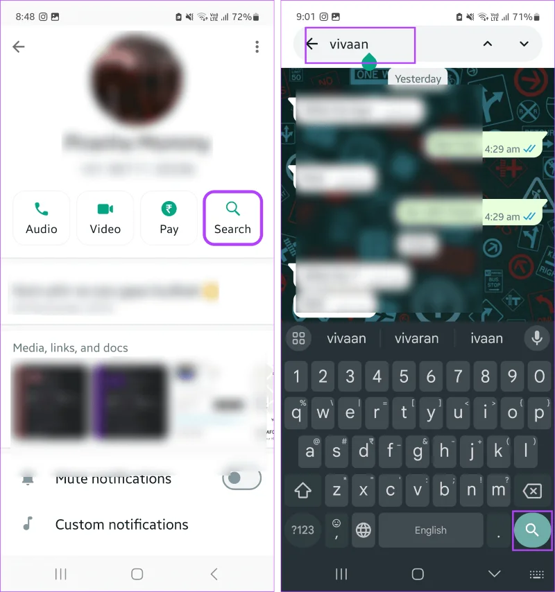 Come vedere il primo messaggio su WhatsApp senza scorrere