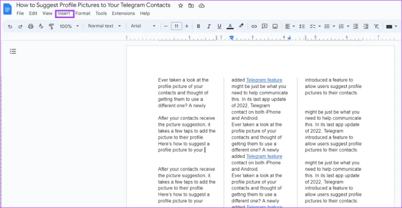 Come creare e modificare colonne di testo in Google Documenti