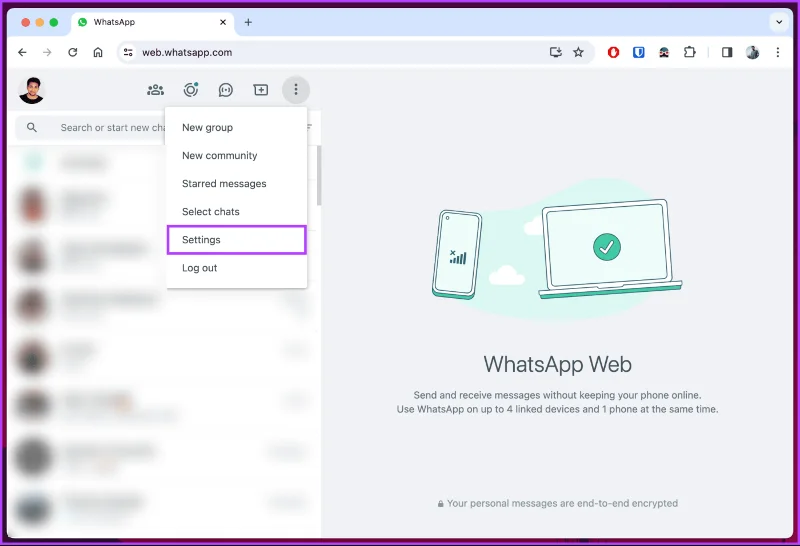 Instellingen van WhatsApp Web