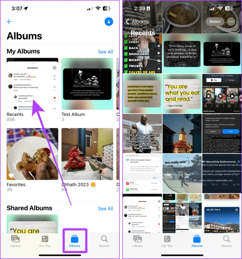 Ver fotos o videos agregados recientemente