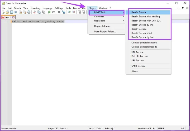 Come codificare e decodificare Base64 su Notepad ++