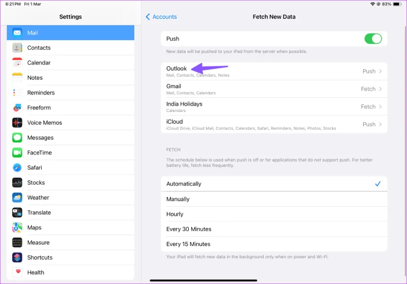 Come configurare Outlook su iPad