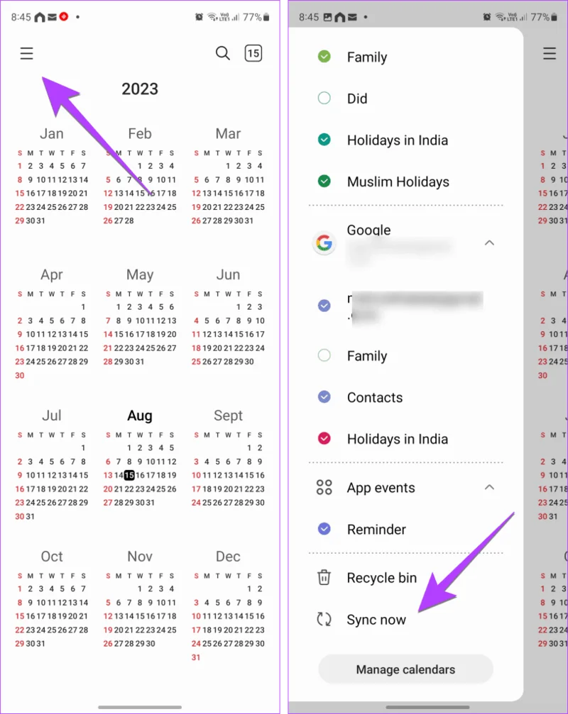 12 correzioni per il calendario Samsung che non mostra eventi e festività