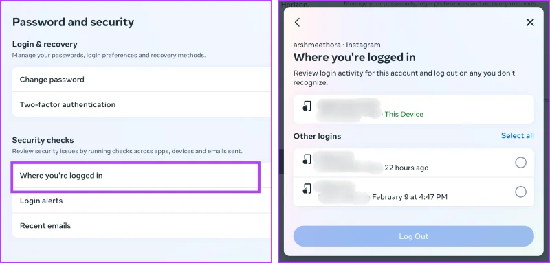 Comment examiner et supprimer des comptes Instagram d'autres appareils