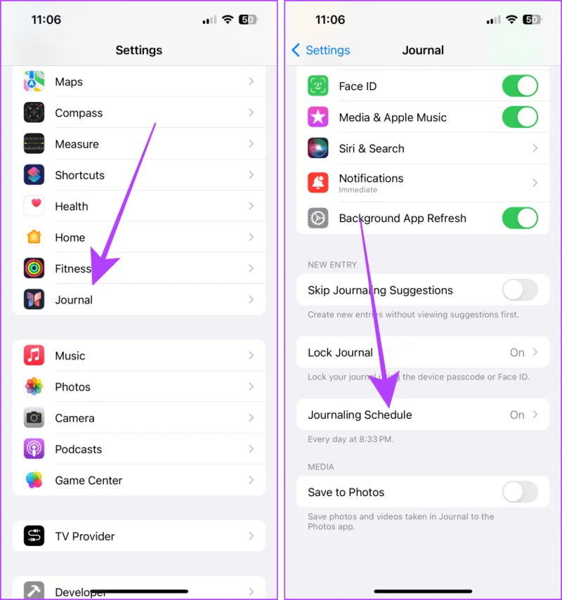 Hoe u de Journal-app op uw iPhone gebruikt