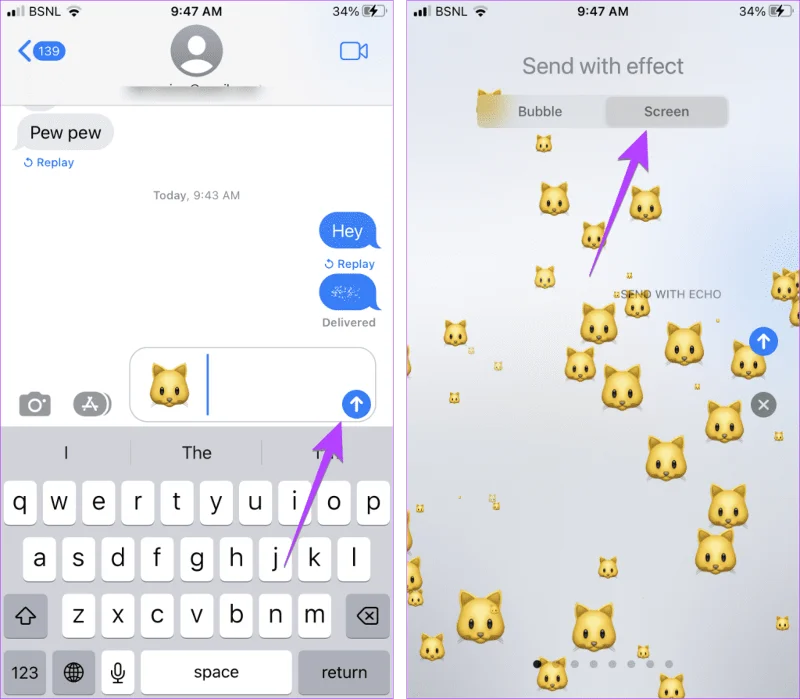 Top 9 iMessage-trucs zoals Pew Pew om speciale effecten op de iPhone toe te voegen