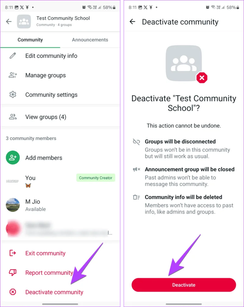Come eliminare, disattivare o uscire dalla community di WhatsApp