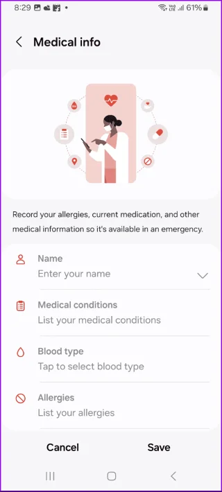 Come aggiungere e gestire informazioni mediche sui telefoni Samsung Galaxy