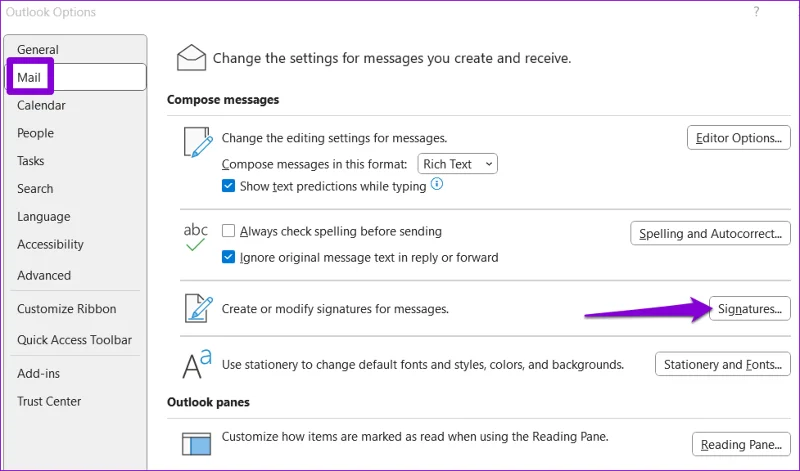 5 formas de arreglar la firma de Outlook que no se muestra en Windows