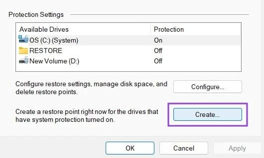 Pasos para realizar una restauración del sistema en Windows 11