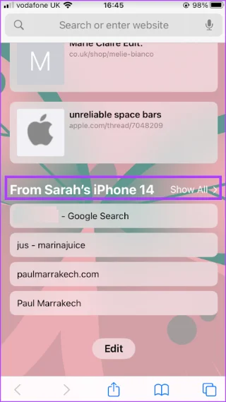 Safari-tabbladen bekijken vanaf een andere iPhone of iPad