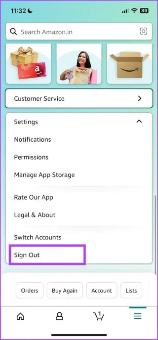 Come disconnettersi dall'app o dal sito web di Amazon
