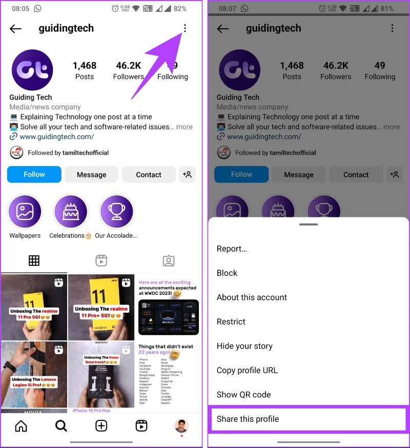 Come condividere il collegamento al tuo profilo Instagram