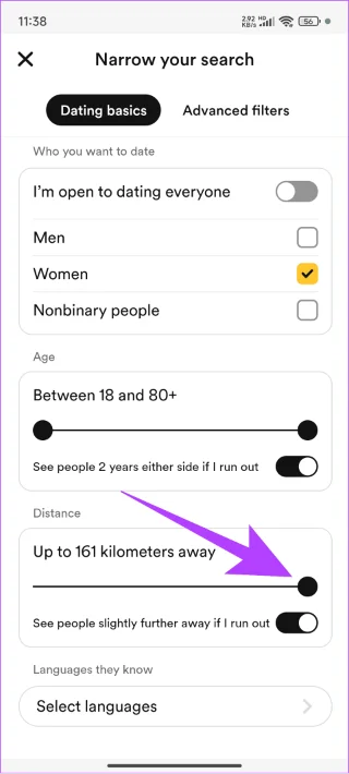 Come modificare la distanza su Bumble