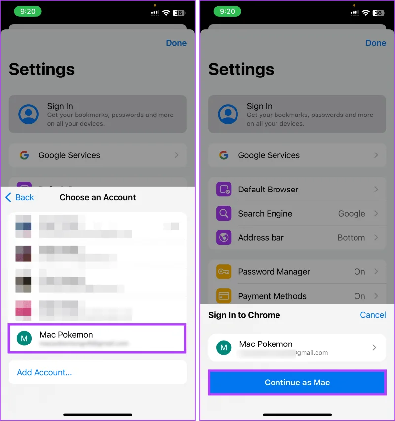 Comment changer de compte Google dans Chrome pour iOS, iPad et Android