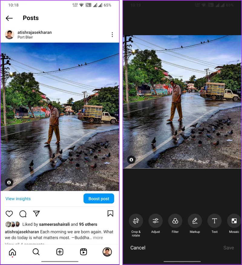 Comment partager une publication Instagram sur une histoire Snapchat