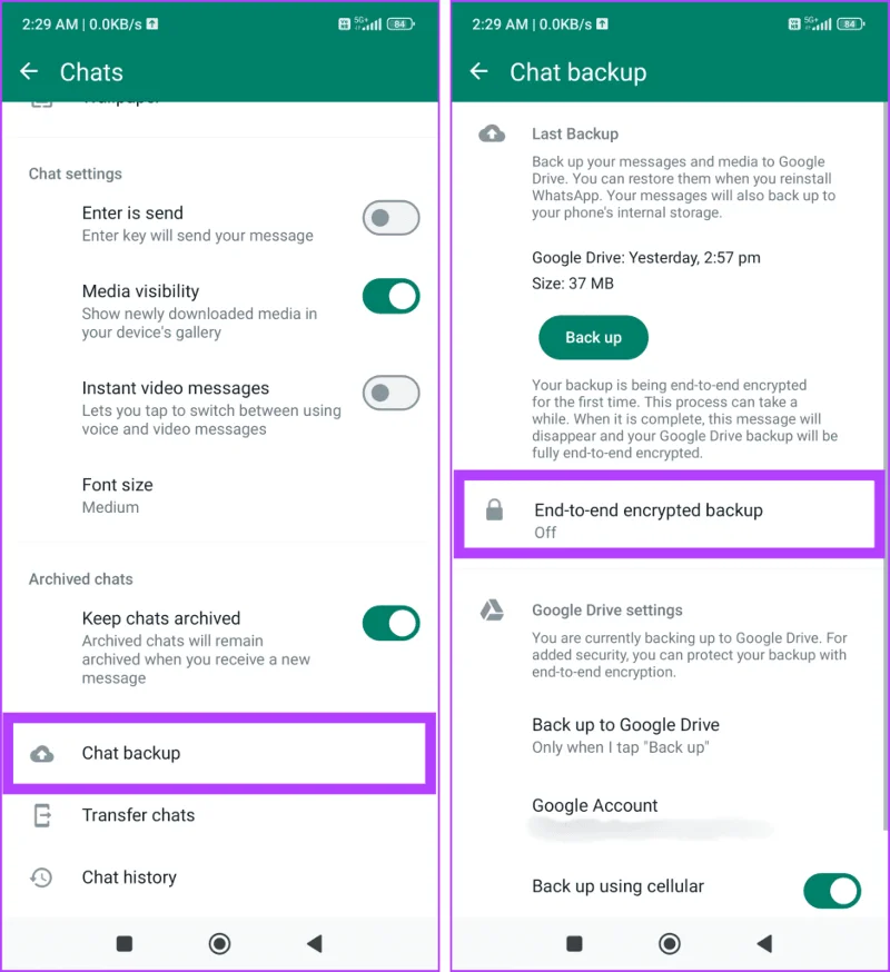 Comment activer ou désactiver le cryptage de bout en bout pour la sauvegarde des discussions WhatsApp