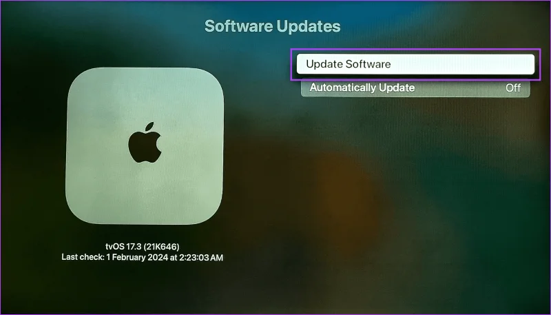 Come aggiornare il software e le app di Apple TV