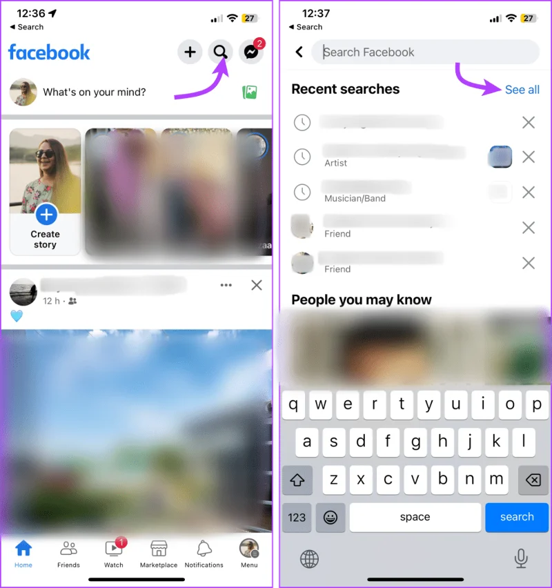 Facebook-zoeksuggesties wissen van iPhone, Android, Windows of Mac