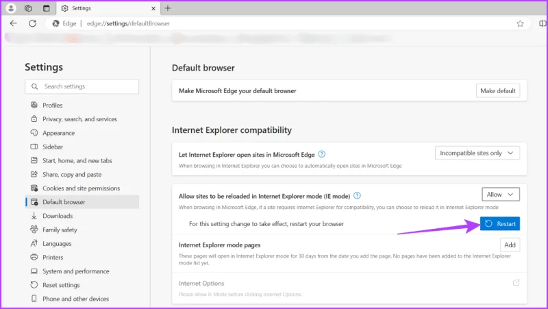 Hoe u de Internet Explorer-modus in Microsoft Edge in Windows in- of uitschakelt