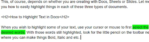 Cum să evidențiezi textul în Google Docs