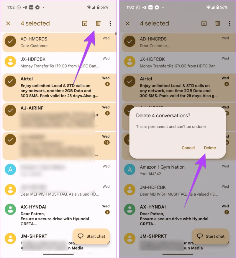 Hoe meerdere of alle tekstberichten op Android te verwijderen