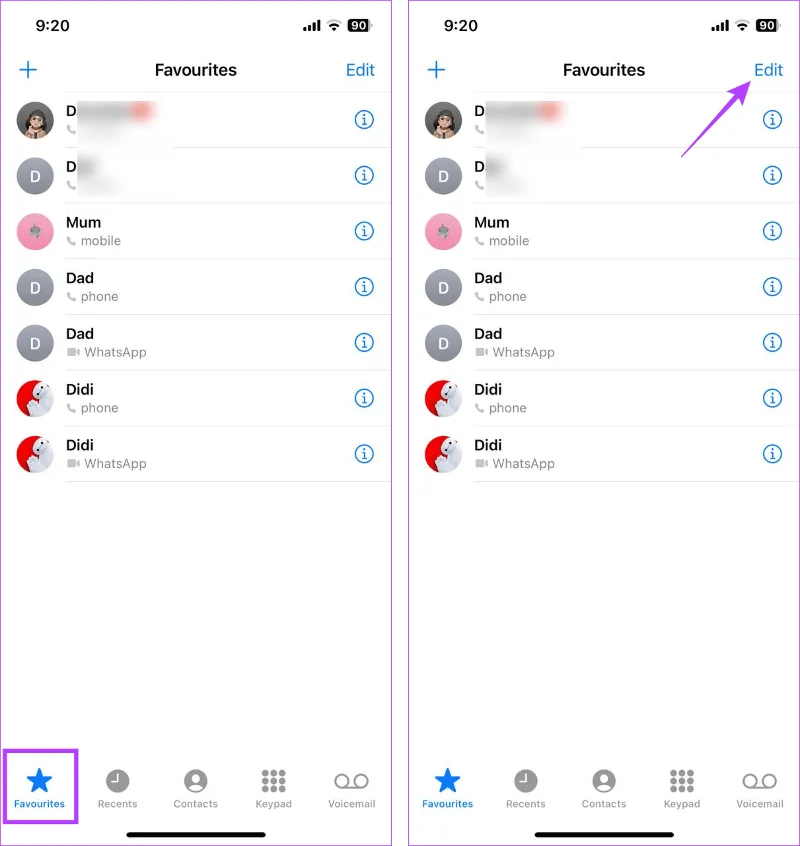 Cómo agregar o eliminar contactos de favoritos en iPhone