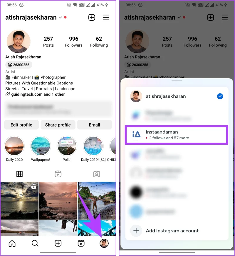 2 semplici modi per unire gli account Instagram