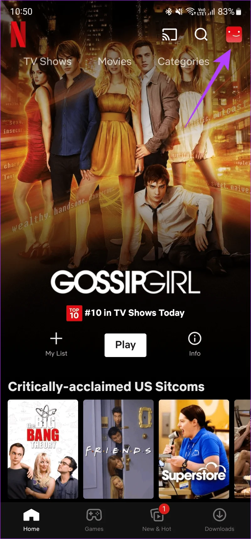 Changement de profil Netflix