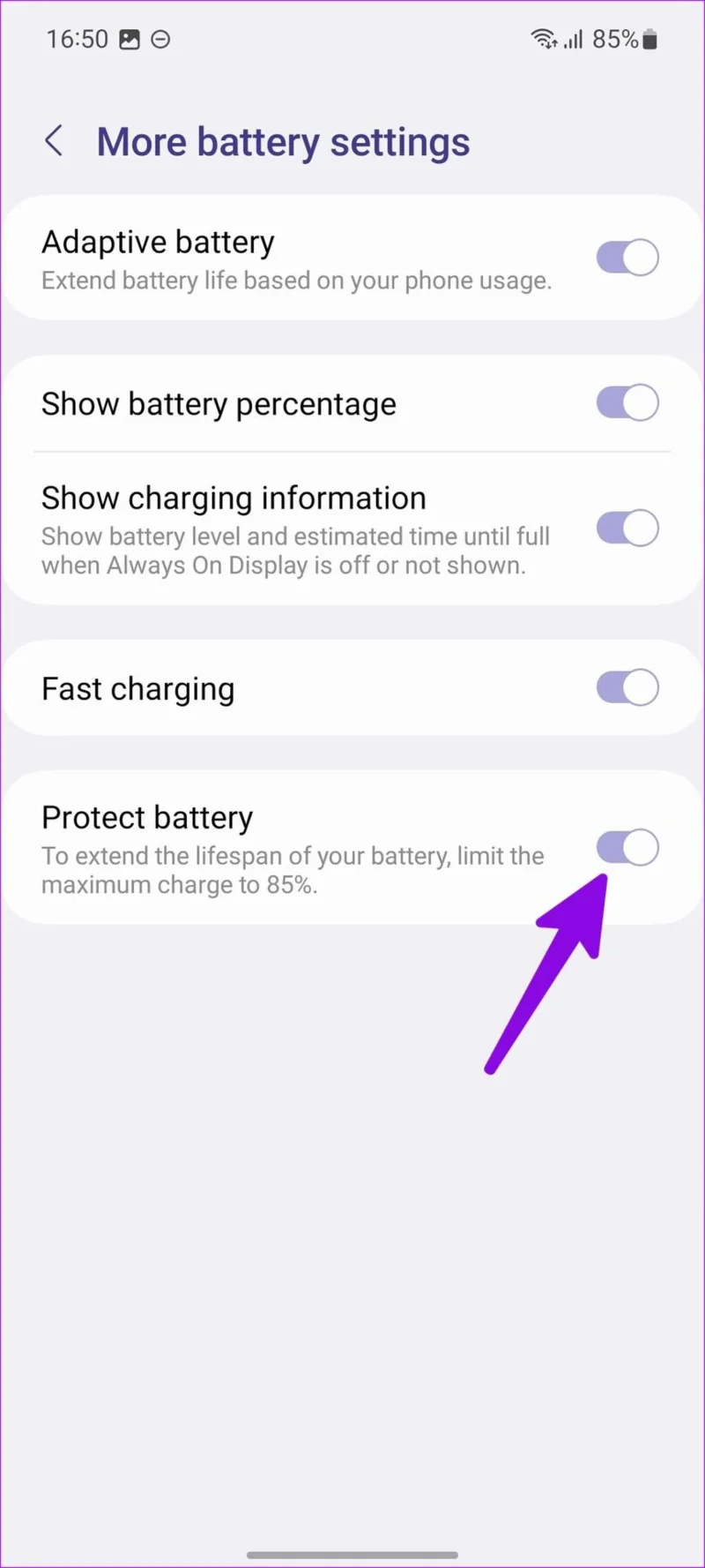 Les 5 meilleures façons de réparer le téléphone Samsung Galaxy qui ne se charge pas après 85&nbsp;%