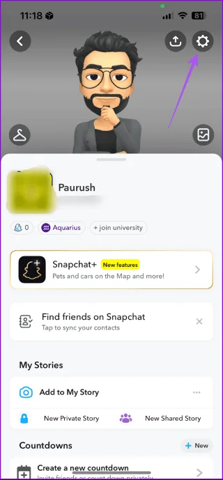 Accéder aux paramètres Snapchat