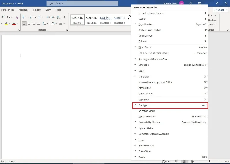 Waarom wordt tekst overschreven in Word?
