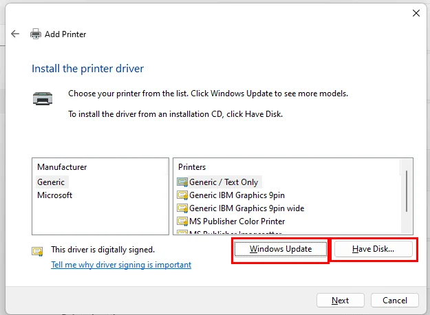 通过IP地址在Windows 11中安装打印机