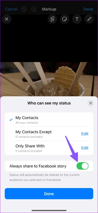 Come condividere automaticamente lo stato di WhatsApp come storia di Facebook