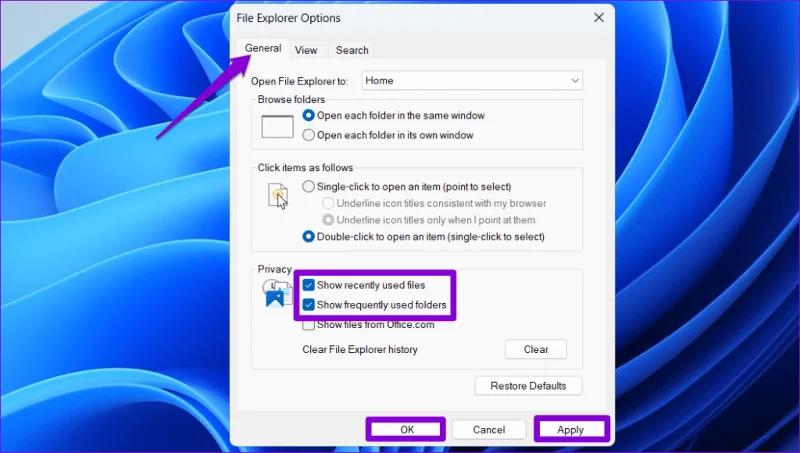 Recente bestanden verwijderen uit snelle toegang in Windows 11