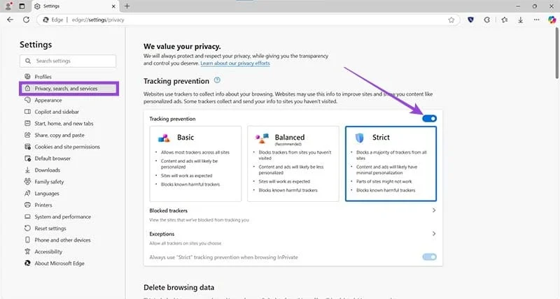 Cum să schimbi setările de securitate în Microsoft Edge