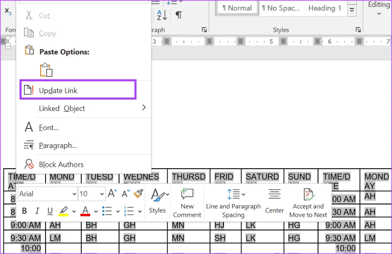 3 طرق لإدراج جدول بيانات Excel في مستند Word